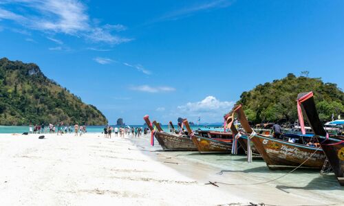 Krabi Beach Boats and Traveler
